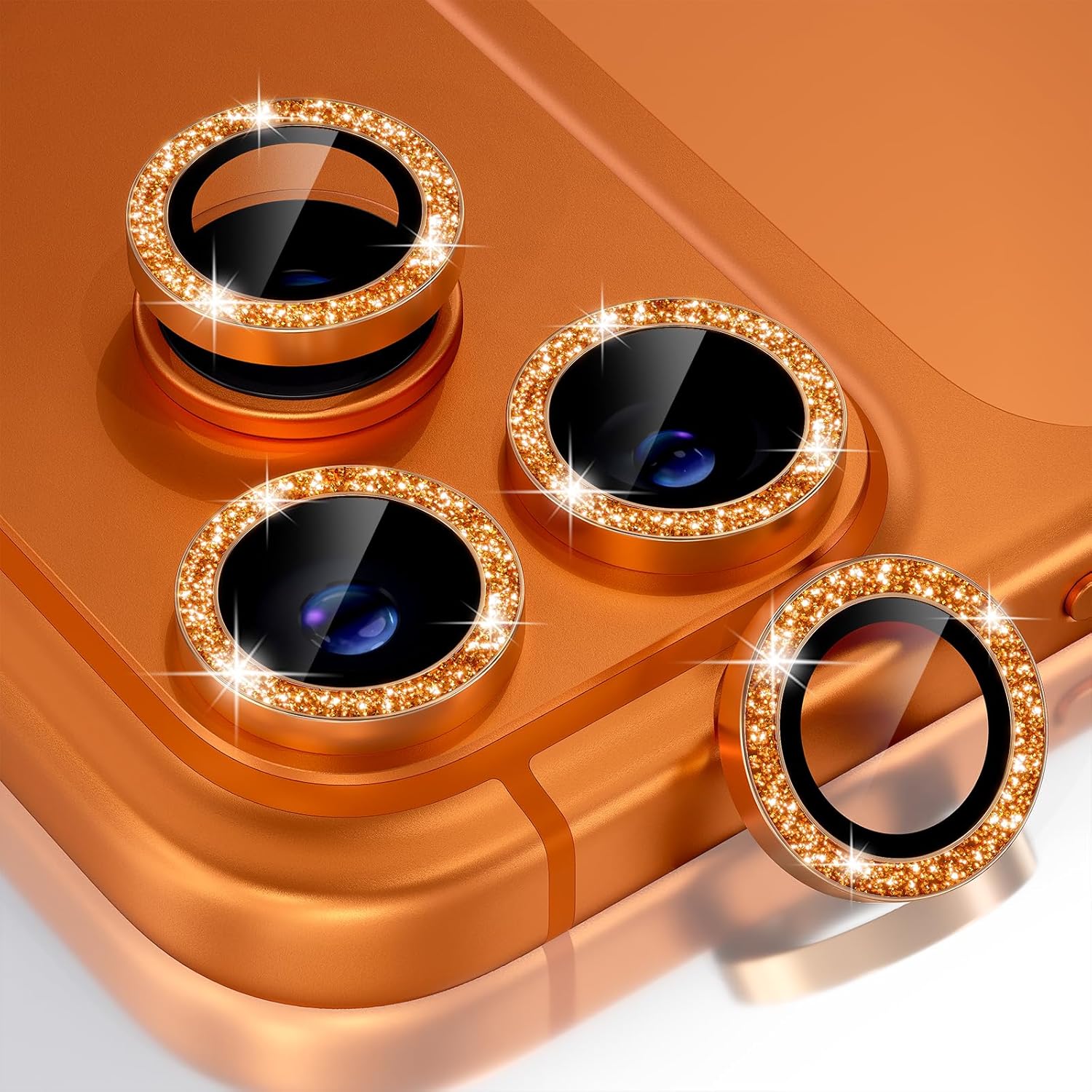Phone Accessories For Photography - Glitter Orange Camera Lens Protector Cover