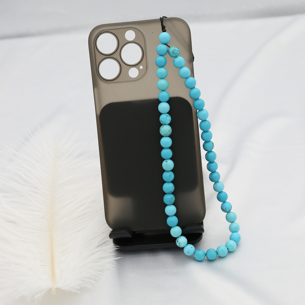 8MM Blue Turquoise Beaded Mobi - Phone Accessories Men review and price